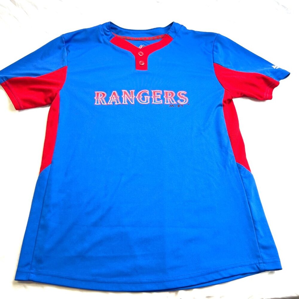 Texas Rangers Youth XL Short Sleeve Baseball MLB Jersey Shirt Majestic Cool Base - Picture 6 of 9